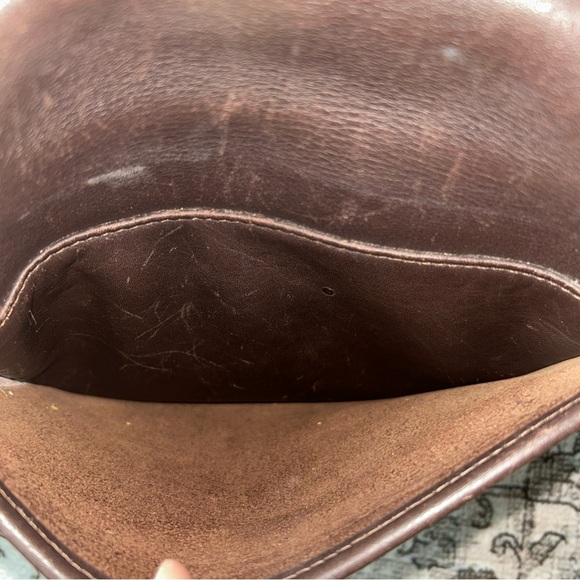 VTG Y2k COACH Dark Tan Leather Legacy Studio Flap Crossbody Bag #9144 - Picture 7 of 12